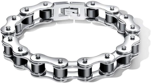 LAFATINA Bracelet à maillons en acier inoxydable pour homme pour la fête des pères Noir