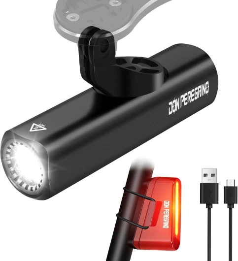 Lumiere Velo Avant et Arriere Rechargeable - Lampe Velo Avant en Aluminium, étanche IP65, Plusieurs Modes, Feu Arriere Velo Incluse, DONPEREGRINO Eclairage Velo