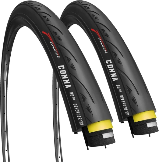 Pneus Vélo Route 700c x 25c - Paire Pliable Slick Tire 25-622 avec Protection Anti-Crevaison 1mm pour Home Trainer, Adulte & Route & Course Vélo, Tournée Bicyclette - 60 TPI - Un Paquet de 2